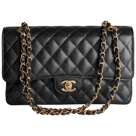 chanel black caviar medium classic flap|Flap Bags .